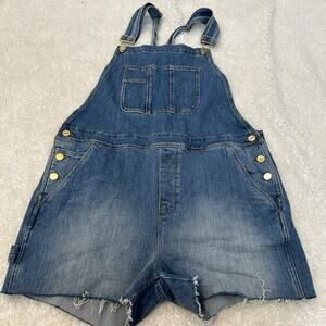 Frame Women’s Overall Shorts Cotton Blue Denim Sz L Cottage Soft Boho Clean